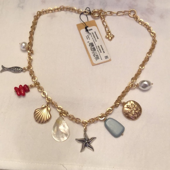 Patricia Nash Egyptian Gold & Silver Ox Finish Seashore Charm Necklace OS NWT - Picture 8 of 16